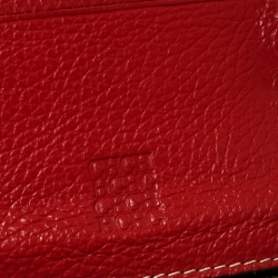Pre Owned Carolina Herrera Red Monogram Leather Zip Around Wallet