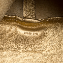 Pre Owned Carolina Herrera Gold Monogram Leather Matryoshka Tote