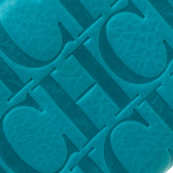 Pre Owned Carolina Herrera Blue Monogram Leather Zip Around Wallet