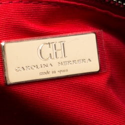 Pre Owned Carolina Herrera Navy Blue Leather Matteo Tote