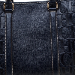 Pre Owned Carolina Herrera Navy Blue Leather Matteo Tote