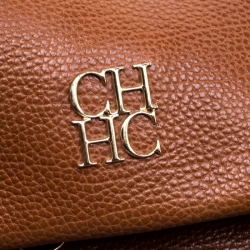 Pre Owned Carolina Herrera Brown Leather Minuetto Top Handle Flap Shoulder Bag