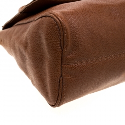 Pre Owned Carolina Herrera Brown Leather Minuetto Top Handle Flap Shoulder Bag