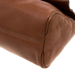 Pre Owned Carolina Herrera Brown Leather Minuetto Top Handle Flap Shoulder Bag