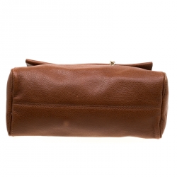 Pre Owned Carolina Herrera Brown Leather Minuetto Top Handle Flap Shoulder Bag