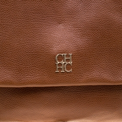 Pre Owned Carolina Herrera Brown Leather Minuetto Top Handle Flap Shoulder Bag