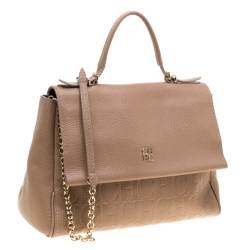 مملوكة مسبقًا Carolina Herrera Light Brown Leather Minuetto Top Handle Bag