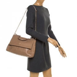 مملوكة مسبقًا Carolina Herrera Light Brown Leather Minuetto Top Handle Bag