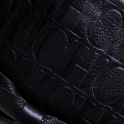 Pre Owned Carolina Herrera Deep Navy Blue Monogram Leather Audrey Shoulder Bag