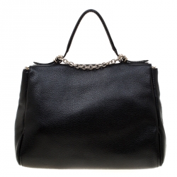 Carolina Herrera Black Leather Minuetto Flap Top Handle Bag