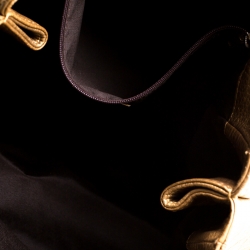 Pre Owned حقيبة يد كارولينا هيريرا أودري جلد مونوغرامية ذهبية