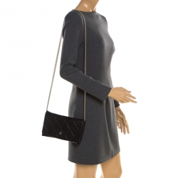 Pre Owned Carolina Herrera Black Leather Crossbody Bag