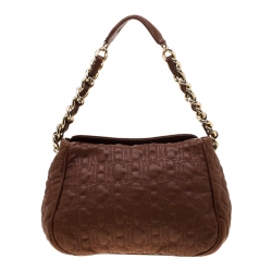 Pre Owned Carolina Herrera Brown Leather Shoulder Bag