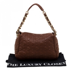 Pre Owned Carolina Herrera Brown Leather Shoulder Bag