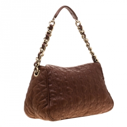 Pre Owned Carolina Herrera Brown Leather Shoulder Bag