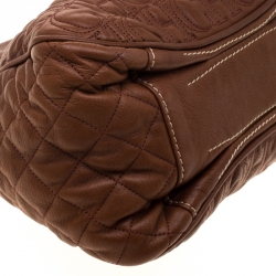 Pre Owned Carolina Herrera Brown Leather Shoulder Bag