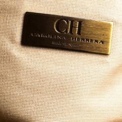 Pre Owned Carolina Herrera Yellow Monogram Leather Chain Tote