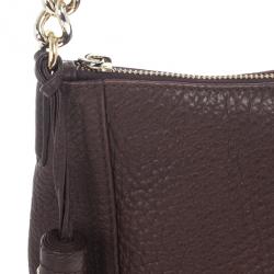 Pre Owned Carolina Herrera Brown Pebbled Leather Maria Bag