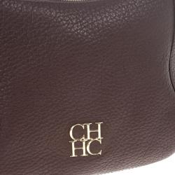 Pre Owned Carolina Herrera Brown Pebbled Leather Maria Bag