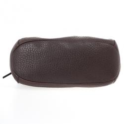 Pre Owned Carolina Herrera Brown Pebbled Leather Maria Bag