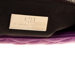 Pre Owned Carolina Herrera Purple Quilted Flap Bag