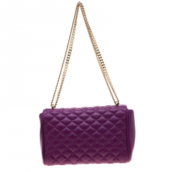 Pre Owned Carolina Herrera Purple Quilted Flap Bag