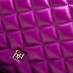 Pre Owned Carolina Herrera Purple Quilted Flap Bag