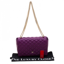 Pre Owned Carolina Herrera Purple Quilted Flap Bag