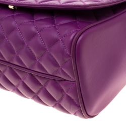 Pre Owned Carolina Herrera Purple Quilted Flap Bag