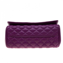 Pre Owned Carolina Herrera Purple Quilted Flap Bag