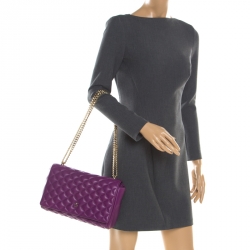 Pre Owned Carolina Herrera Purple Quilted Flap Bag