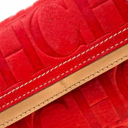 Pre Owned Carolina Herrera Red Monogram Leather Wallet