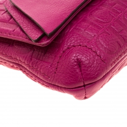 Pre Owned Carolina Herrera Hot Pink Monogram Leather Audrey Shoulder Bag