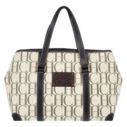 Pre Owned Carolina Herrera Monogram Coated Canvas Small Shopper Bag
