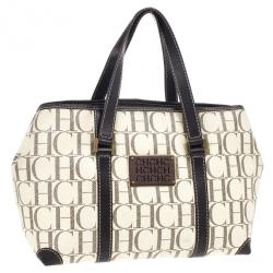 Pre Owned Carolina Herrera Monogram Coated Canvas Small Shopper Bag