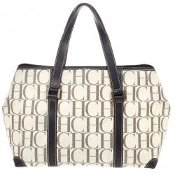 Pre Owned Carolina Herrera Monogram Coated Canvas Small Shopper Bag