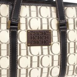 Pre Owned Carolina Herrera Monogram Coated Canvas Small Shopper Bag