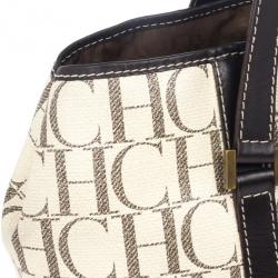 Pre Owned Carolina Herrera Monogram Coated Canvas Small Shopper Bag