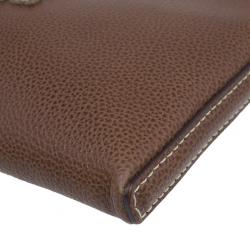 Pre Owned Carolina Herrera Brown Leather Logo CH Crossbody Bag