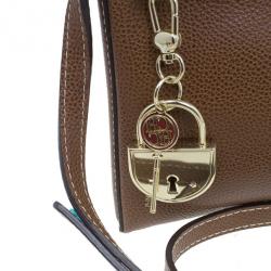 Pre Owned Carolina Herrera Brown Leather Logo CH Crossbody Bag