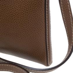 Pre Owned Carolina Herrera Brown Leather Logo CH Crossbody Bag