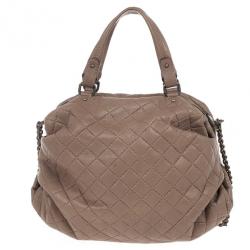 Pre Owned Carolina Herrera Brown Quilted Convertible Tote 