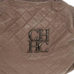 Pre Owned Carolina Herrera Brown Quilted Convertible Tote 