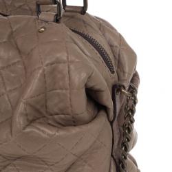 Pre Owned Carolina Herrera Brown Quilted Convertible Tote 