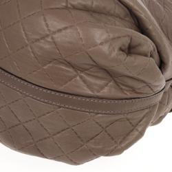 Pre Owned Carolina Herrera Brown Quilted Convertible Tote 