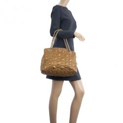 Pre Owned Carolina Herrera Monogram Embossed Chain Handle Tote