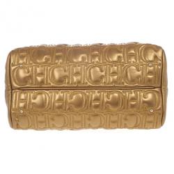 Pre Owned Carolina Herrera Monogram Embossed Chain Handle Tote