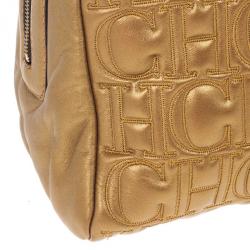 Pre Owned Carolina Herrera Monogram Embossed Chain Handle Tote