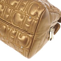 Pre Owned Carolina Herrera Monogram Embossed Chain Handle Tote