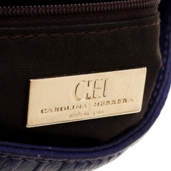 Pre Owned Carolina Herrera Purple Monogram Leather Audrey Shoulder Bag